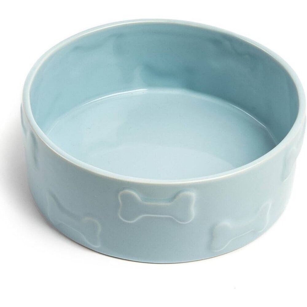 Park Life Designs Blue with Bones Medium Pet Bowl 6.25 in Diameter Ceramic 14018